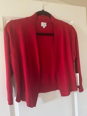 Cielo Open-Front Red Cardigan Sweater